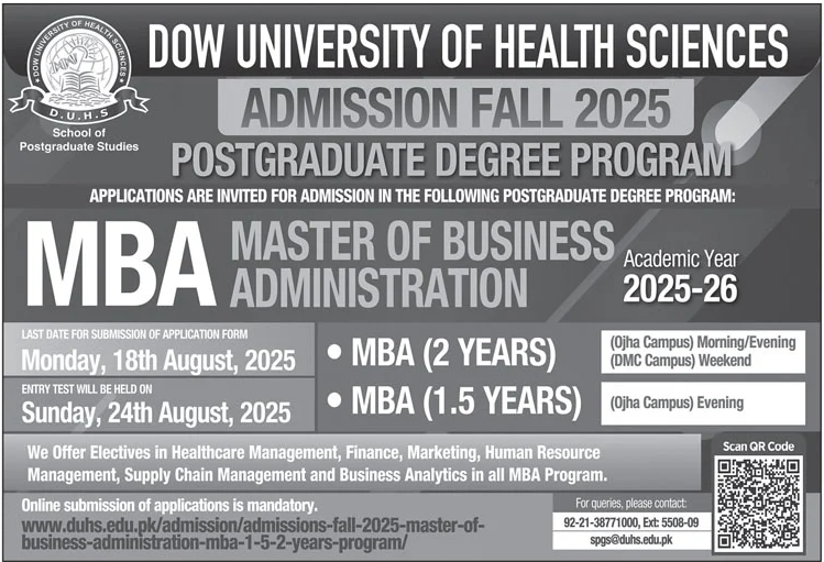 Admission Open in DOW University of Health Sciences